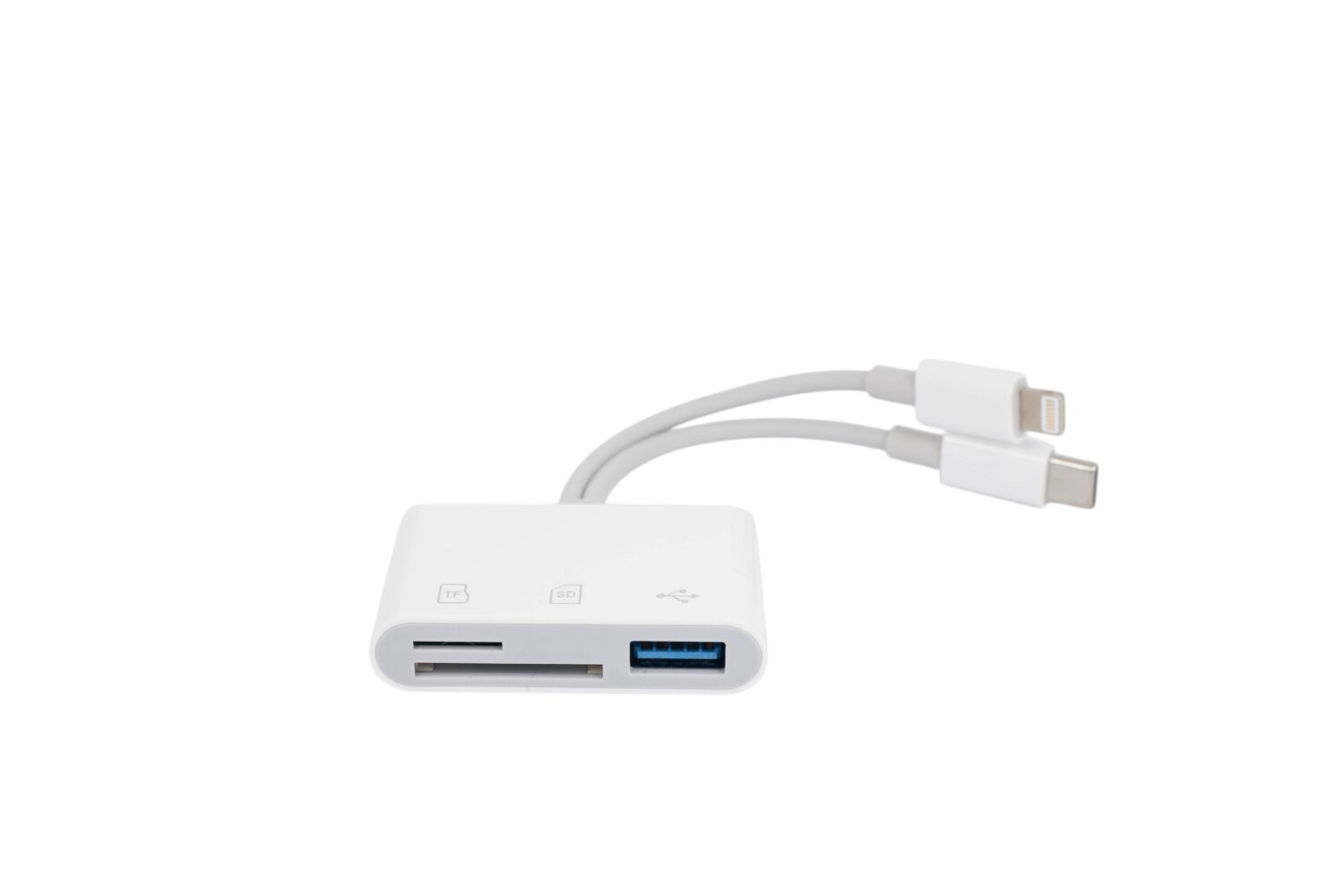 Adapter 3w1 (USB-C + Lightning - SD, microSD, USB)
